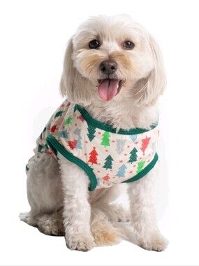Muk Luks Soft Knit Dog/Puppy Holiday Pajamas Evergreen Plaid/Trees XS NWT